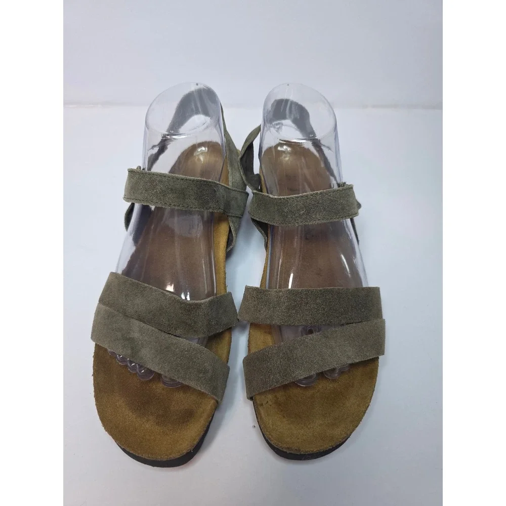 Naot Kayla Olive Green Suede Platform Wedge Sandals EU 42 US 11 Comfy Hippie